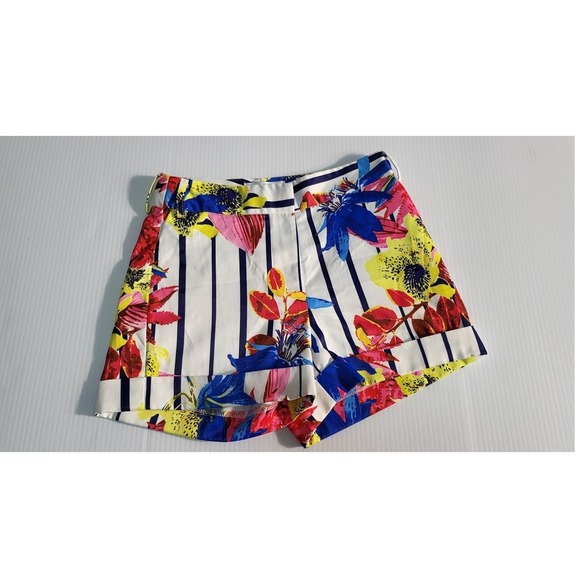 Y2K OVI Floral Striped Shorts High Waist Colorful Print Casual Summer Size S - Picture 2 of 7